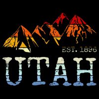 Utah Retro Sunset Vintage Mountain Home Est 1896 Cool Hiking T-Shirt