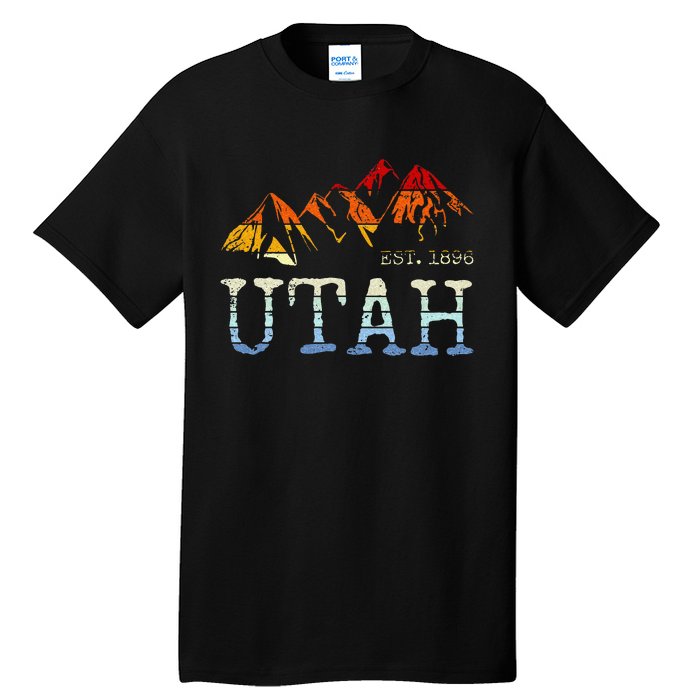 Utah Retro Sunset Vintage Mountain Home Est 1896 Cool Hiking Tall T-Shirt