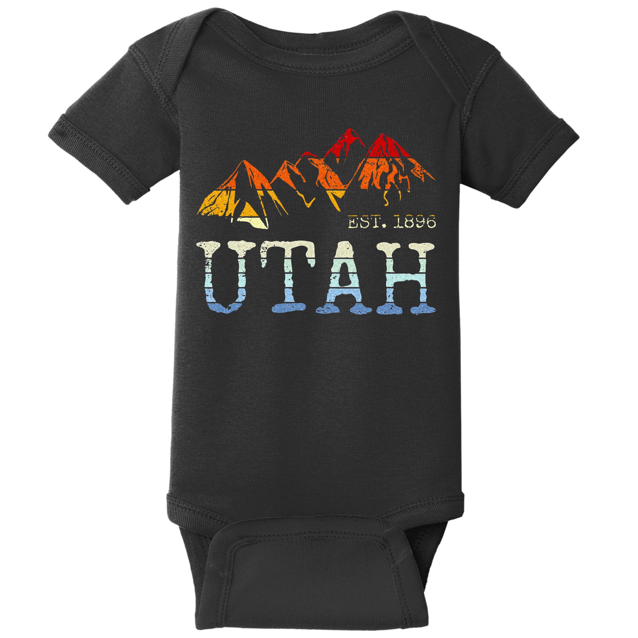Utah Retro Sunset Vintage Mountain Home Est 1896 Cool Hiking Baby Bodysuit