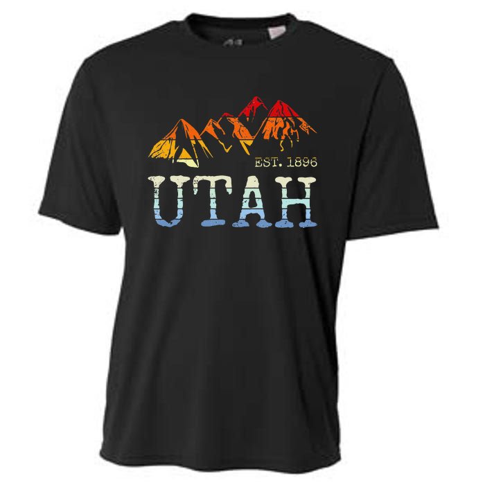 Utah Retro Sunset Vintage Mountain Home Est 1896 Cool Hiking Cooling Performance Crew T-Shirt