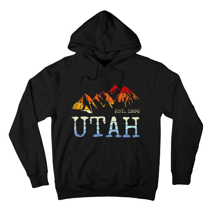 Utah Retro Sunset Vintage Mountain Home Est 1896 Cool Hiking Hoodie