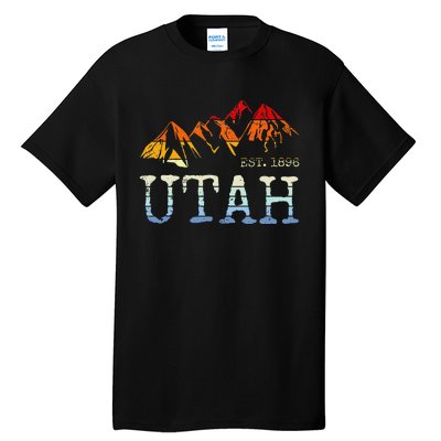 Utah Retro Sunset Vintage Mountain Home Est 1896 Cool Hiking Tall T-Shirt