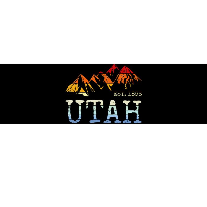 Utah Retro Sunset Vintage Mountain Home Est 1896 Cool Hiking Bumper Sticker