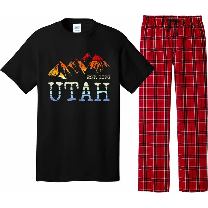 Utah Retro Sunset Vintage Mountain Home Est 1896 Cool Hiking Pajama Set