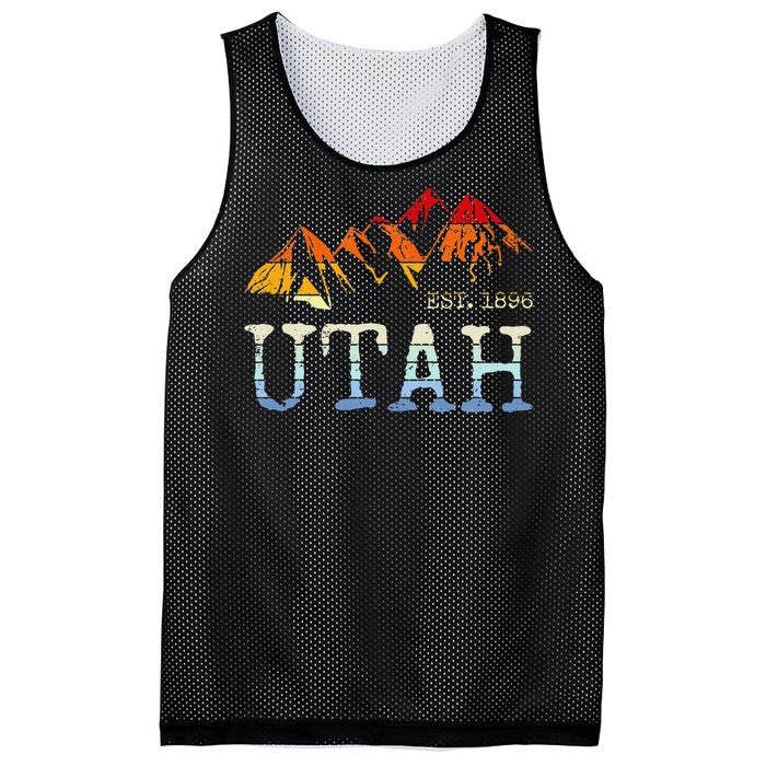 Utah Retro Sunset Vintage Mountain Home Est 1896 Cool Hiking Mesh Reversible Basketball Jersey Tank