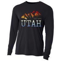 Utah Retro Sunset Vintage Mountain Home Est 1896 Cool Hiking Cooling Performance Long Sleeve Crew