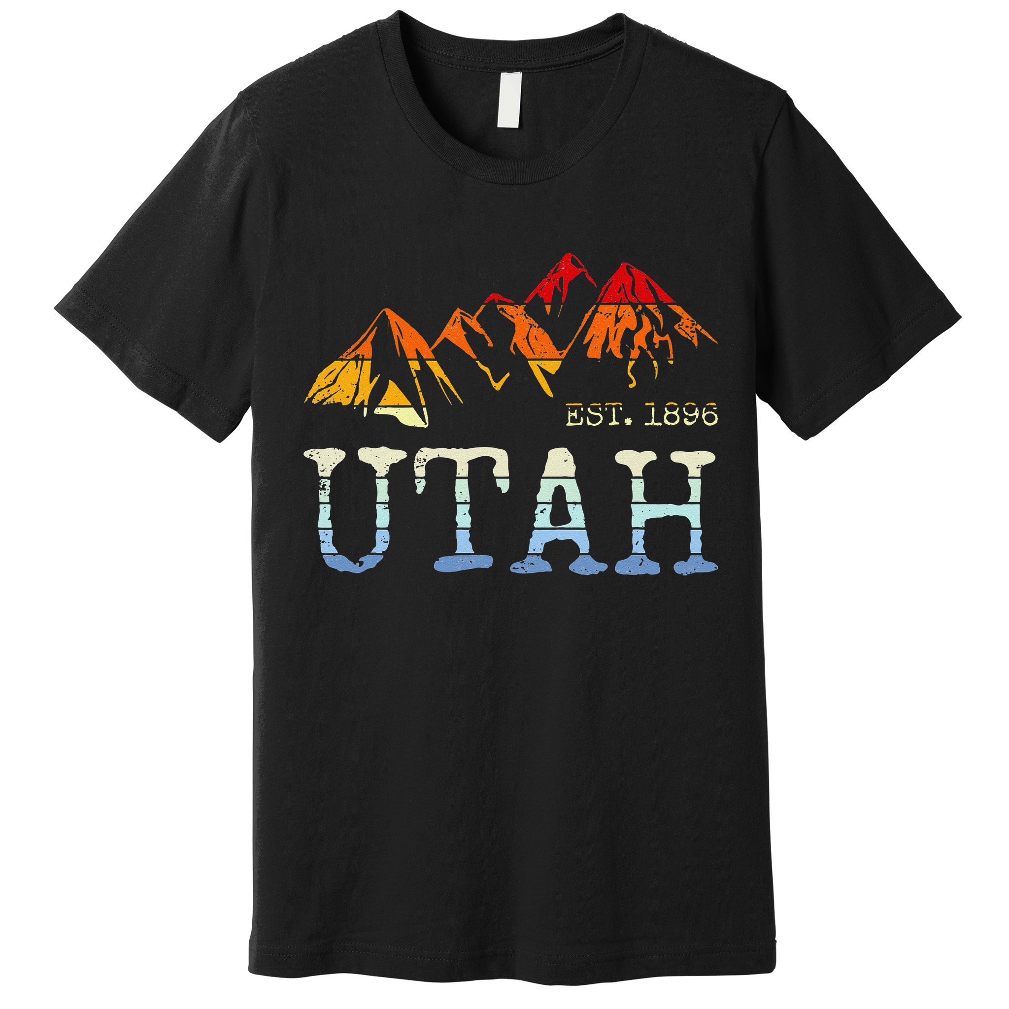 Utah Retro Sunset Vintage Mountain Home Est 1896 Cool Hiking Premium T-Shirt