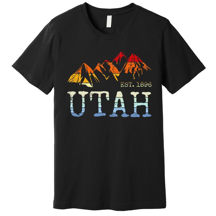 Utah Retro Sunset Vintage Mountain Home Est 1896 Cool Hiking Premium T-Shirt