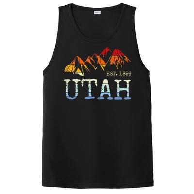 Utah Retro Sunset Vintage Mountain Home Est 1896 Cool Hiking PosiCharge Competitor Tank