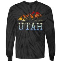 Utah Retro Sunset Vintage Mountain Home Est 1896 Cool Hiking Tie-Dye Long Sleeve Shirt