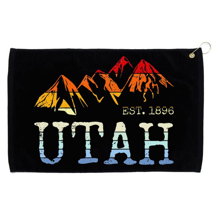 Utah Retro Sunset Vintage Mountain Home Est 1896 Cool Hiking Grommeted Golf Towel