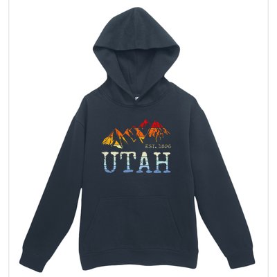 Utah Retro Sunset Vintage Mountain Home Est 1896 Cool Hiking Urban Pullover Hoodie