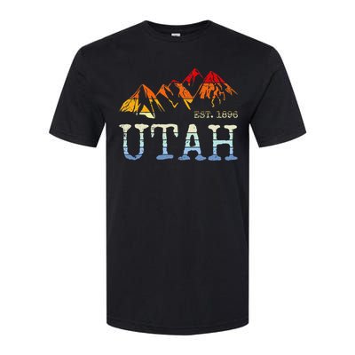 Utah Retro Sunset Vintage Mountain Home Est 1896 Cool Hiking Softstyle CVC T-Shirt