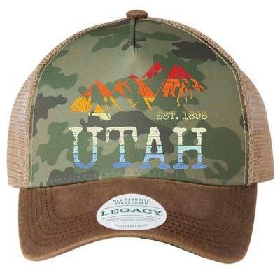 Utah Retro Sunset Vintage Mountain Home Est 1896 Cool Hiking Legacy Tie Dye Trucker Hat