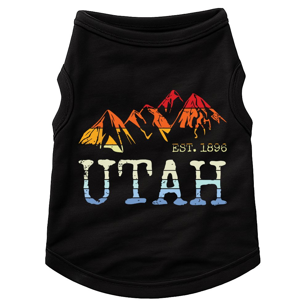 Utah Retro Sunset Vintage Mountain Home Est 1896 Cool Hiking Doggie Tank