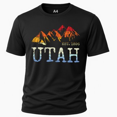 Utah Retro Sunset Vintage Mountain Home Est 1896 Cool Hiking Performance Shirt
