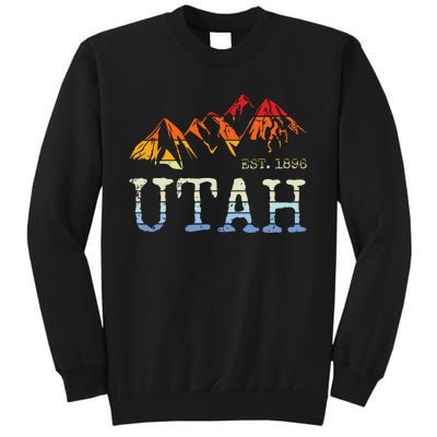 Utah Retro Sunset Vintage Mountain Home Est 1896 Cool Hiking Sweatshirt