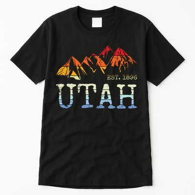 Utah Retro Sunset Vintage Mountain Home Est 1896 Cool Hiking Tall T-Shirt