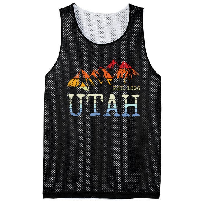 Utah Retro Sunset Vintage Mountain Home Est 1896 Cool Hiking Mesh Reversible Basketball Jersey Tank