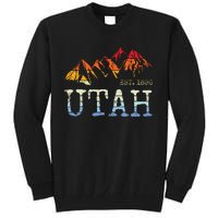 Utah Retro Sunset Vintage Mountain Home Est 1896 Cool Hiking Tall Sweatshirt