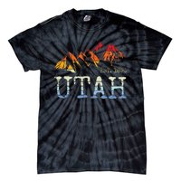 Utah Retro Sunset Vintage Mountain Home Est 1896 Cool Hiking Tie-Dye T-Shirt