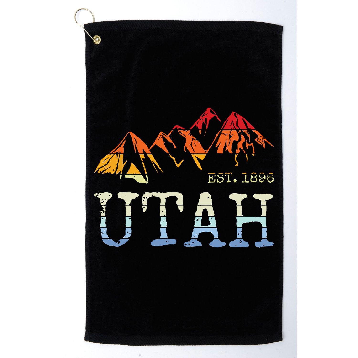 Utah Retro Sunset Vintage Mountain Home Est 1896 Cool Hiking Golf Towel