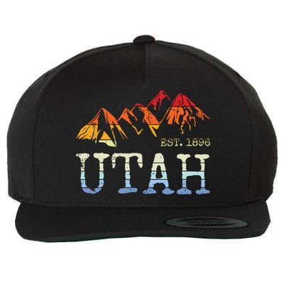 Utah Retro Sunset Vintage Mountain Home Est 1896 Cool Hiking Wool Snapback Cap