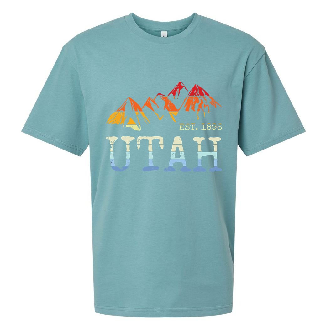 Utah Retro Sunset Vintage Mountain Home Est 1896 Cool Hiking Sueded Cloud Jersey T-Shirt