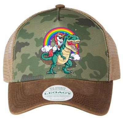 Unicorn Riding T rex Dinosaur  Rainbow Legacy Tie Dye Trucker Hat