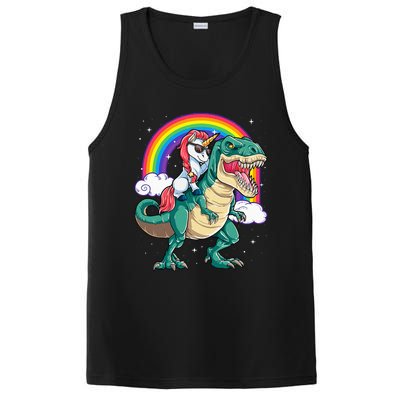 Unicorn Riding T rex Dinosaur  Rainbow PosiCharge Competitor Tank