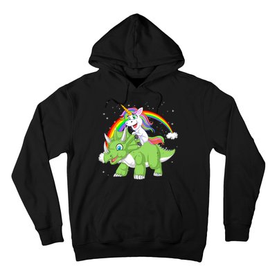 Unicorn Riding Triceratops Dinosaur Hoodie