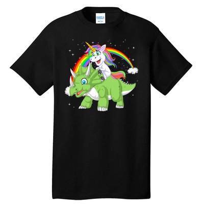 Unicorn Riding Triceratops Dinosaur Tall T-Shirt