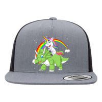 Unicorn Riding Triceratops Dinosaur Flat Bill Trucker Hat