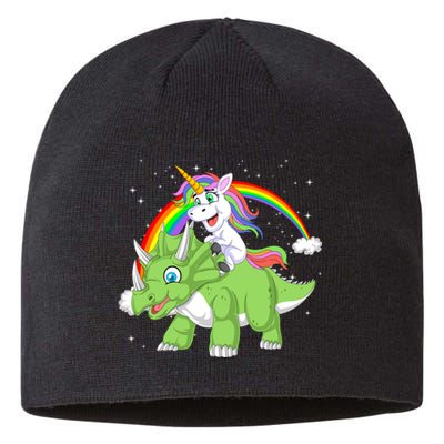 Unicorn Riding Triceratops Dinosaur Sustainable Beanie