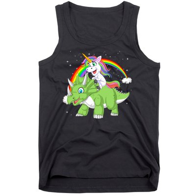 Unicorn Riding Triceratops Dinosaur Tank Top