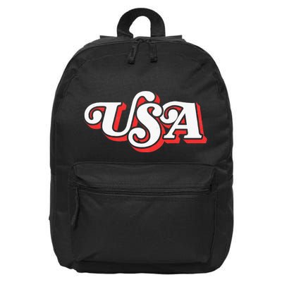 Usa Retro Typography Patriotic 16 in Basic Backpack