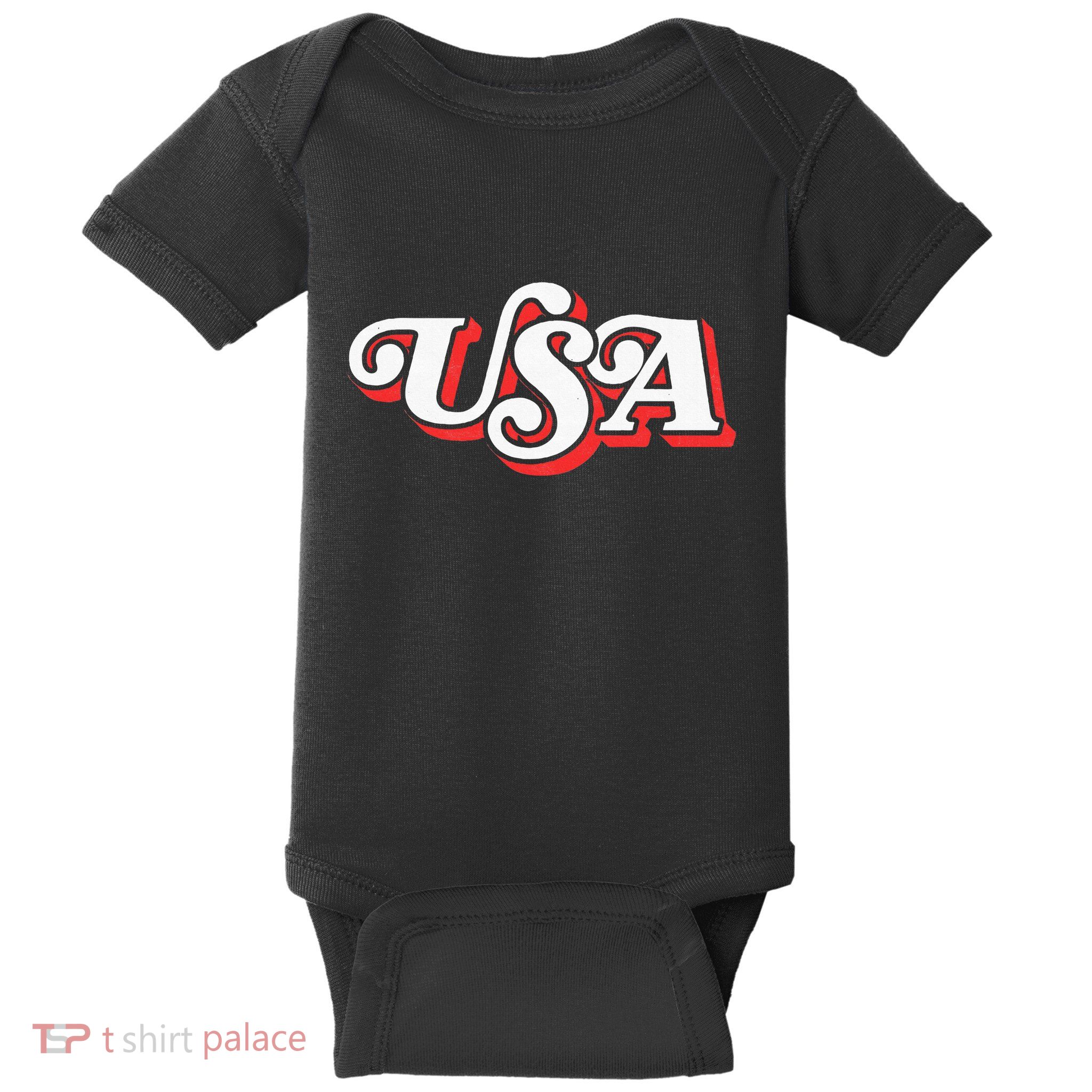 Usa Retro Typography Patriotic Baby Bodysuit