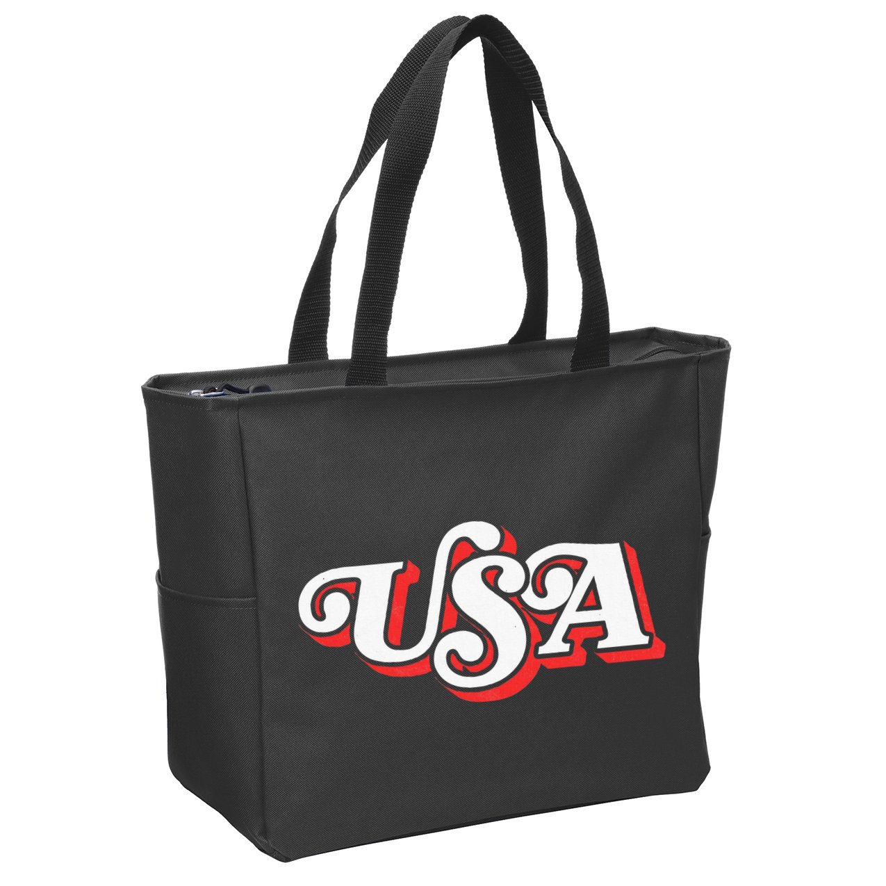 Usa Retro Typography Patriotic Zip Tote Bag
