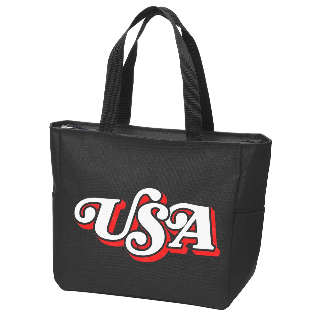 Usa Retro Typography Patriotic Zip Tote Bag