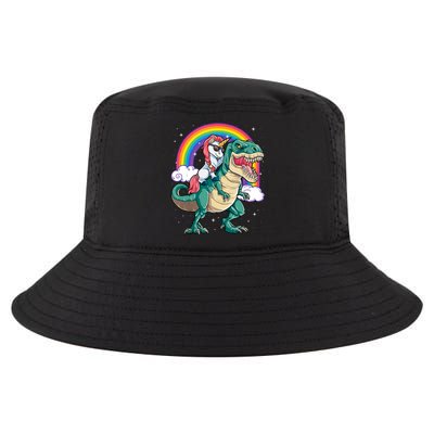 Unicorn Riding T Rex Dinosaur Rainbow Tank Top Cool Comfort Performance Bucket Hat