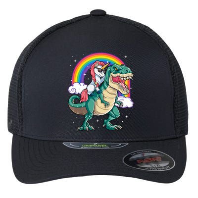 Unicorn Riding T Rex Dinosaur Rainbow Tank Top Flexfit Unipanel Trucker Cap