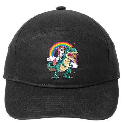 Unicorn Riding T Rex Dinosaur Rainbow Tank Top 7-Panel Snapback Hat