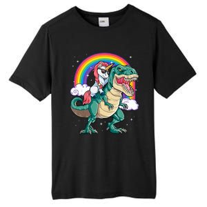 Unicorn Riding T Rex Dinosaur Rainbow Tank Top Tall Fusion ChromaSoft Performance T-Shirt