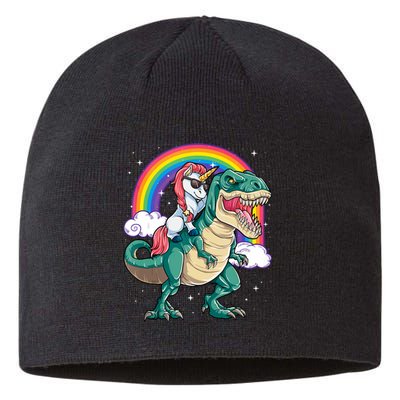 Unicorn Riding T Rex Dinosaur Rainbow Tank Top Sustainable Beanie