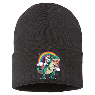 Unicorn Riding T Rex Dinosaur Rainbow Tank Top Sustainable Knit Beanie