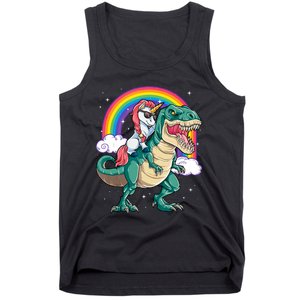 Unicorn Riding T Rex Dinosaur Rainbow Tank Top Tank Top