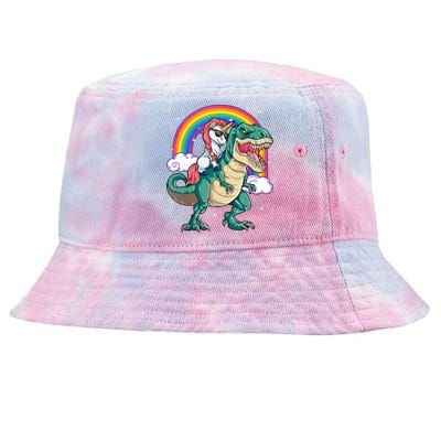 Unicorn Riding T Rex Dinosaur Rainbow Tank Top Tie-Dyed Bucket Hat