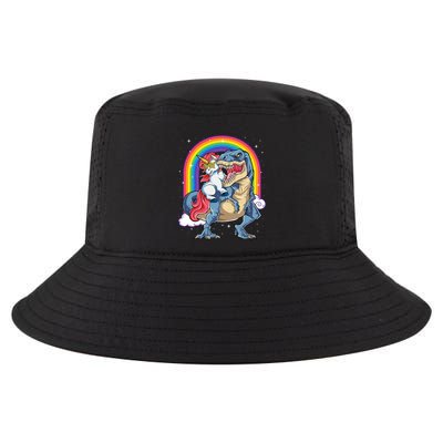 Unicorn Riding T Rex Dinosaur Rainbow Cool Comfort Performance Bucket Hat