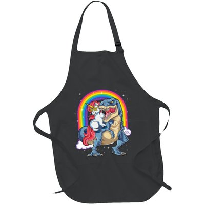 Unicorn Riding T Rex Dinosaur Rainbow Apron