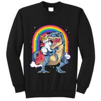 Unicorn Riding T Rex Dinosaur Rainbow Sweatshirt